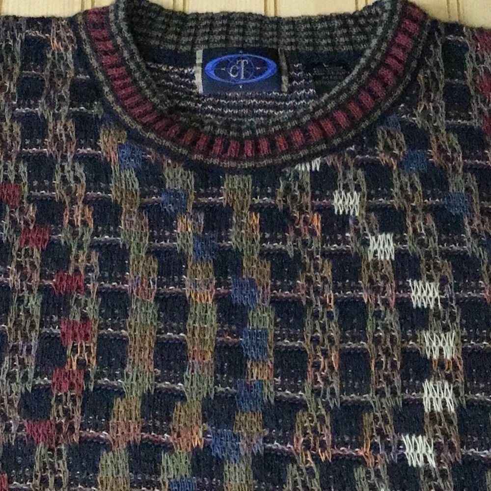 VTG Y2K‎ 80s 90s Oversize Multicolor Artsy Grandpacore Crewneck Sweater Large